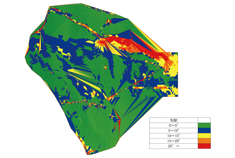 開発用地の傾斜分析CADを用いて影の影響を可視化